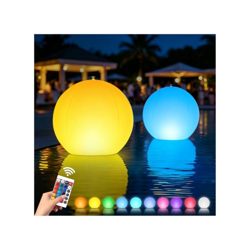2-Pack-16-Solar-Floating-Ball-Pool-Lights-16-RGB-Color-Pool-Decor 2 Pack 16" Solar Floating Ball Pool Lights, 16 RGB Color Pool Decor - Image 1