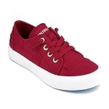 JENN ARDOR Slip On Canvas Shoes for Women Low Top Fashion Sneakers Comfortable Walking Flats Red