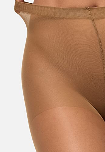 Nur Die 3er Pack Seidenfein 15 DEN Fein-Strumpfhose seidig glänzende Optik Komfortbund reißfest transparent Damen, bronze, M