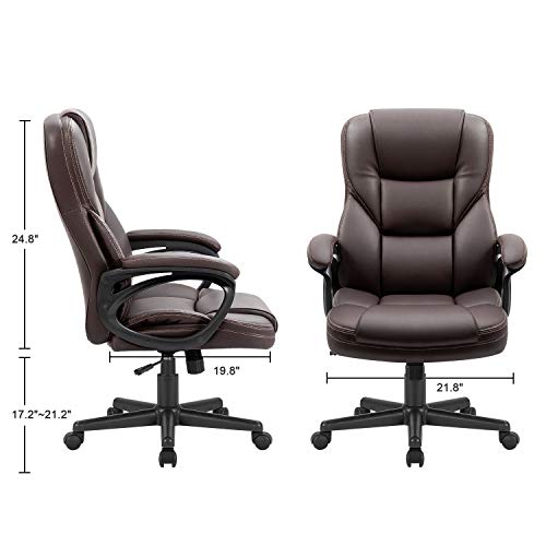Furmax Office Executive Chair High Back Adjustable Managerial Home Desk Chair, Swivel Computer PU Leather Chair with Lumbar Support (Brown) - Image 4