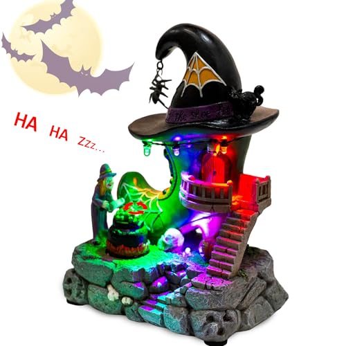 Innodept12 R240917 Halloween Village Antique Witch Shoe Shop Lit Building House And Rotating Cauldron Bubble thumb #4