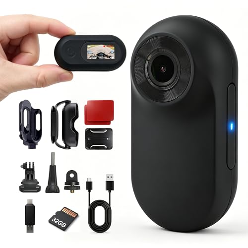 Frelisty Mini Body Camera with 32GB, Thumb Size Body Cam, Wearable Body Cameras with Audio and Video Recording, Hands-Free POV Camera & Portable Action Camera for Hiking, Fishing, Skiing(Black)
