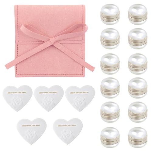 TILZIKA 12 Pairs Pearl Veil Weights Double Sided - Invisible Magnetic Bridal Veil Weights for Wedding Veils, Windproof Securing for Outdoor, Elegant Wedding Accessories for the Bride