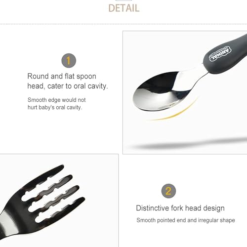 Image of Travel Spoon & Fork Set Children Portable Tableware Toddler Utensils Kids Spoon & Fork Set with Travel Case Pack of 1 - Random Design and Color