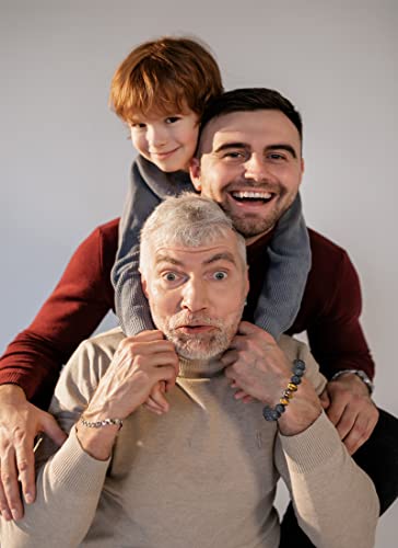 Bonus Dad Gifts From Daughter Son,Beaded Tigers Eye Bracelet For Men,Personalized Gifts For Dad Birthday Fathers Day,Mens Jewelry With Fathers Day Cards #TOP4