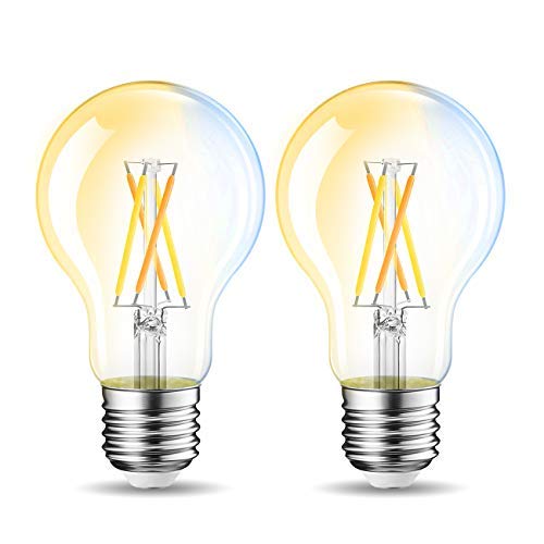 LVWIT E27 WiFi Smart LED Birne, 6.5W erstetz 60W, 806lm, RGB, warmweiß zu kaltweiß, via Alexa/Echo/Google Assistant/TUYA APP steuerbar dimmbar, A60 Filament (2er Pack)