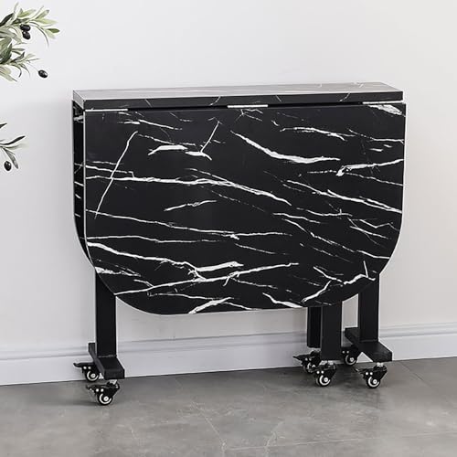 Table à manger pliante et mobile avec plateau épais et support acier