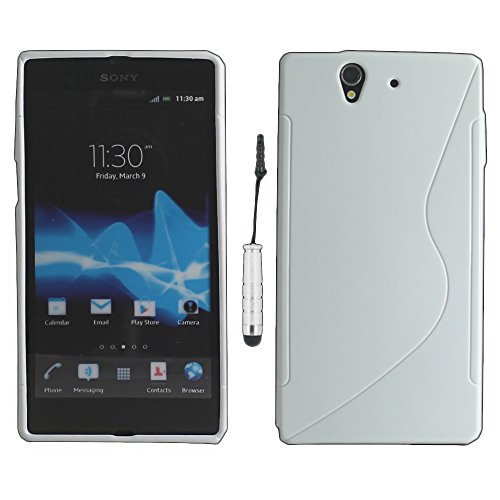 ebestStar - Coque Compatible avec Sony Xperia Z C6602, L36H Etui Housse Silicone Gel TPU Souple Motif S-Line + Mini Stylet, Blanc [Appareil: 139 x 71 x 7.9mm,...