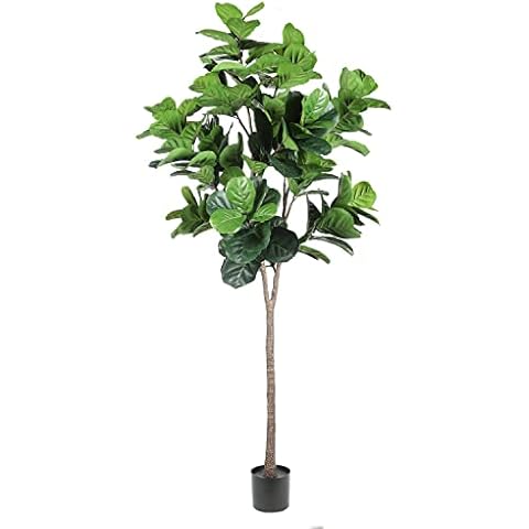 Realead Faux Fiddle Leaf Fig Tree 7ft - Tall Green Silk Fiddle Leaf Artificial Plant with 165 Large Fiddle Leaves - Potted Fake Fig Leaf Tree for Home Office Corner Decor Indoor Cover