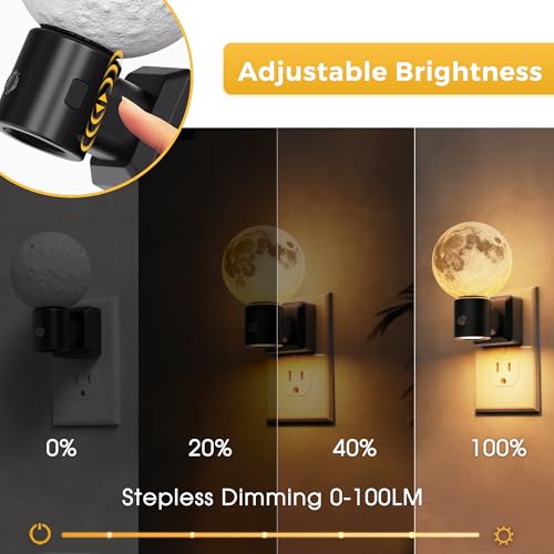 Image of L LOHAS LED Night Lights Plug Into Wall, Plug in Night Light with Light Sensor, 3000K Soft White, 0-100LM Brightness Adjustable, 3D Printing LED Light for Bedroom Birthday Gifts