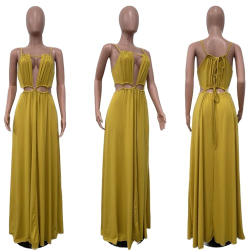 Image of Famnbro Womens Sexy Summer Dress Halter Neck Sleeveless Tie Back Boho Resort Maxi Dresses 2026 Beach Vacation Outfits