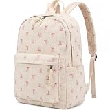 Dansydaisy Mochila de laço rosa fofa coquette de veludo cotelê grande capacidade estética mochila escolar arco escolar bolsa kawaii dança laptop bolsa para mulheres viagens faculdade coisas preparadas