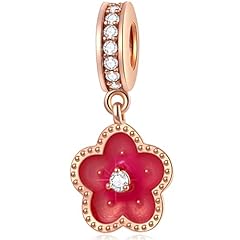 Rose Gold Red Flower Charms
