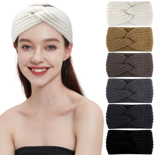 Canitor Faixa de cabeça quente de inverno para mulheres, tricotada para clima frio, aquecedores de o