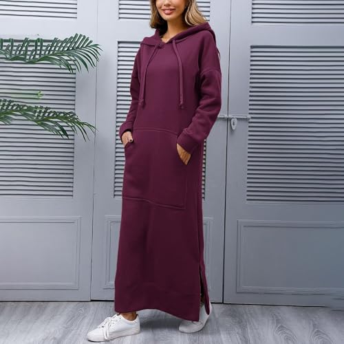 Robe pull ample pour femme avec grande poche et capuche style décontracté - 4