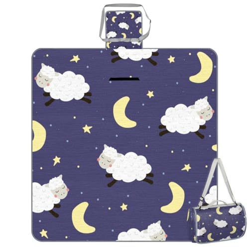 Shimoshe Picnic Blankets 57”x 59”, Galaxy Sheep Waterproof Sandproof Picnic Mat Lightweight Foldable Beach Blanket for Camping Park Grass Beach Outdoor Blanket