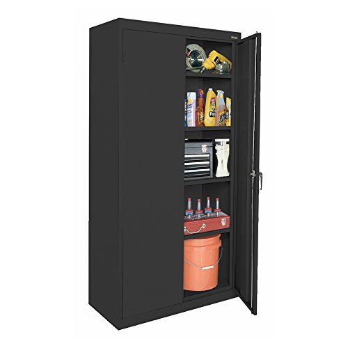 Sandusky Lee Ca41361872-09, Welded Steel Classic Storage Cabinet, 4 Adjustable Shelves, Locking Swing-Out Doors, 72" Height X 36" Width X 18" Depth, Black #TOP1