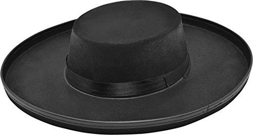 Xmas Party Dress Accessory Super Hero Legend of Zorro Bandit Felt Hat Black