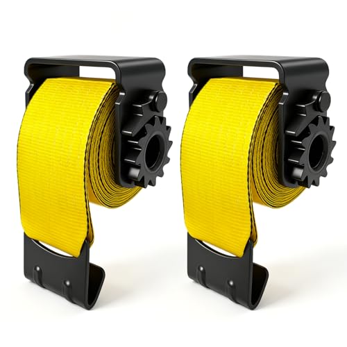 SENKEYFE Standard Profile Sliding Trailer Winch, 5500LBS Solid Steel Flatbed Trailer Cargo Winch for C Track, Included 2 Pack 4" x 30' Winch Straps w/Flat Hooks, 4" Standard Sliding Tie Down Winch
