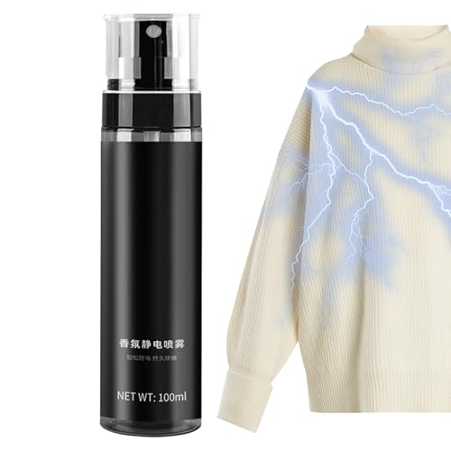 Ropa y tejidos antiestáticos en aerosol | Botella larga y luminosa de 100 ml contra corriente estática, spray perfumado portátil para ropa, cortinas, sofás, mantas y textiles