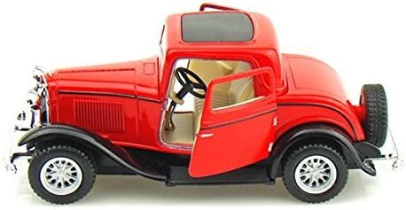 Miniatura 3 de KiNSMART 1932 Ford 3-Window Coupé Escala 1:34 5 "Die Cast Metal Modelo Toy Classic Car (Rojo)