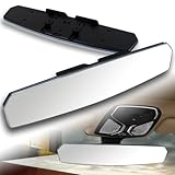 W-POWER, Rear view Mirror Largest Panoramic Wide Angle Rearview Mirror Universal Interior Clip On Rear View Mirror Lengthened Widened No Blind Spot for Car SUV Truck Boat (15.8' - Clear Tinted Convex)