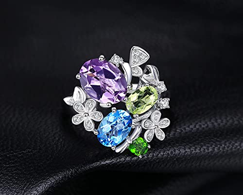 Bague bande ouverte réglable fleur d'améthyste à porter au quotidien