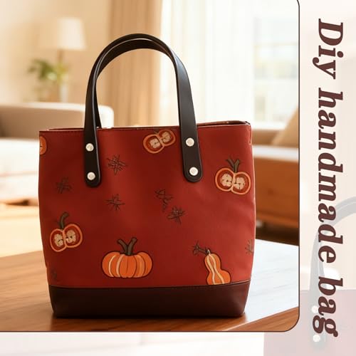 Yuwnd 6 Stück Taschenhenkel mit 24 Nieten, Henkel für Taschen, Klassischer Stil Lederriemen für Taschen, Hunderte Taschengriffe für Häkeltaschen Häkeltaschen DIY-Projekte (Mehrfarbig)
