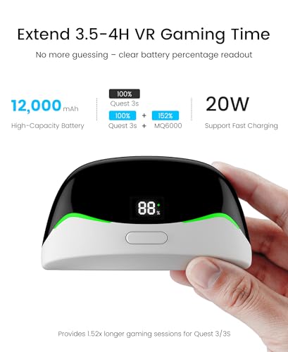 Image of AXYBCOOL Fan Battery Head Strap Compatible with Meta Quest 3S /3, 12000mAh Hot-Swappable Battery Strap Accessories with Air Cooling System Enhanced Comfort