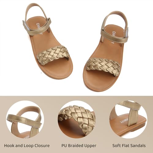 Image of Charmivy Girls Sandals Braided Upper Flat Dress Sandals Round Open Toe Summer Shoes Little Kid /Big Kid