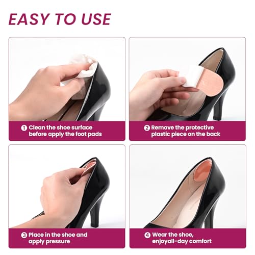 Image of Heel Pads Grips for Women Shoes - Bukihome Strong Adhesive Heel Cushion Inserts Prevent Slipping, Rubbing, Blisters, Foot Pain, Improve Shoe Fit - Heel Pad for Shoe Too Big (Pink,6 Pairs)