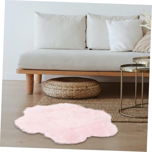 Tapis fleur pelucheux rose à texture epaisse et douce pour lit