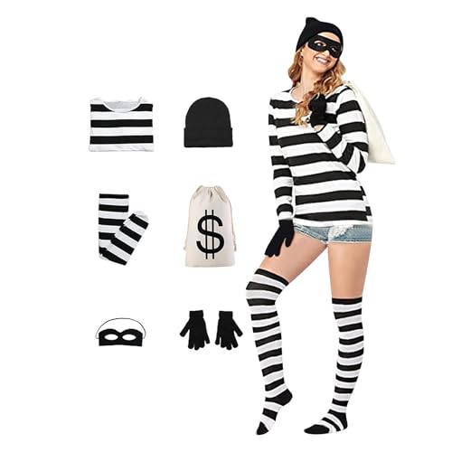 Costume de voleur de banque pour femme idéal pour le cosplay et carnaval