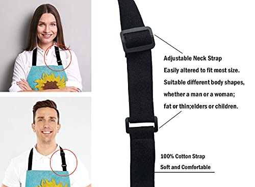 Lefolen Van Gogh Apron, Oil Painting Sunflower Unisex Kitchen Bib With Adjustable Neck For Cooking Gardening,Adult Size #TOP4