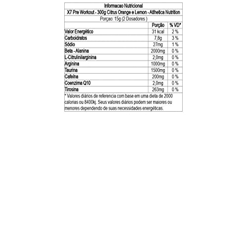 Atlhetica Nutrition X7 PRE WORKOUT (300g) Citrus Orange & Lemon Multicolorido.