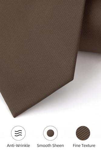 Image of HISDERN Mens Ties Solid Color Ties for Men Formal Necktie with Pocket Square Set Satin Silk Neck Tie Handkerchiefs Set