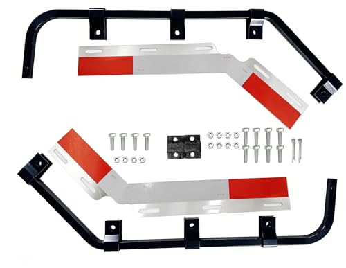 Image of Angled Bar Type Mud Flap Hangers for Semi Truck Mud Flap Hangers for Semi Mud Flaps with Reflective Strip Tape Square Steel Mudflap Hangers