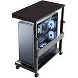 KIRJAUDU PC Ständer Höhenverstellbar, PC Halterung mit Rollen, Metall PC Schrank für PC Tower, Beistelltisch mit Rollen für Laptop