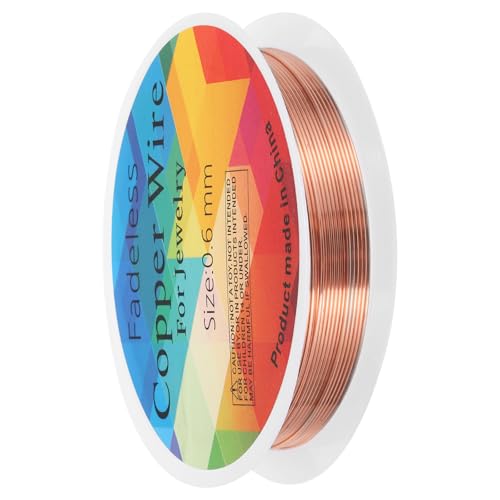 sourcing map 0.6mm/22 Gauge Copper Wire for Jewelry Making, 1 Roll Craft Tarnish Resistant Beading Wire for Jewelry Making Supplies DIY (Red Bronze)