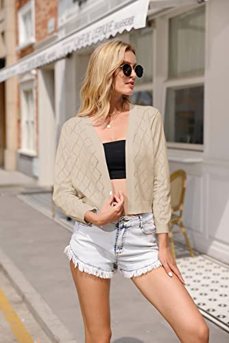Grace Karin Women's 3/4 Sleeve Cropped Cardigan Sweater Elegant Shrugs For Women Hollow Out Beige Xxl #TOP6