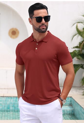 KESIHAN Mens Polo Shirts Short Sleeve Regular Fit Stretchy Summer Lightweight Casual Golf Shirt3