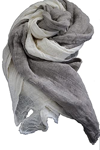 100% Linen Scarf Wrap - Unisex - Natural Flax or Ivory Color