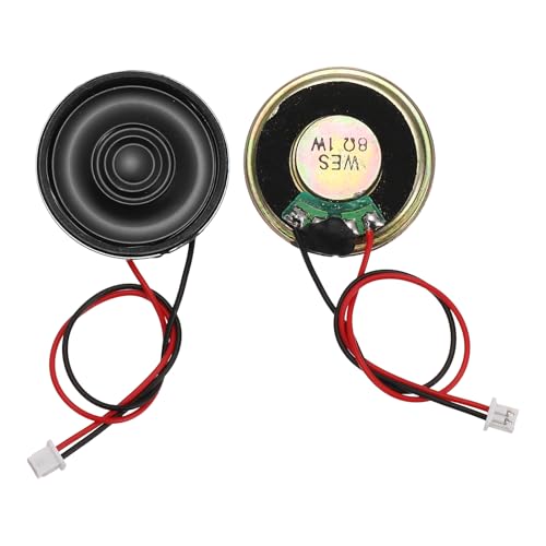Image of sourcing map 2 Pcs 8 Ohm Small Speaker, 1W 28mm Diameter Metal Shell Round Magnet Tiny Speaker with 100mm Terminal Wire Micro Internal for DVD, EVD, Mini Home Audio Loudspeaker