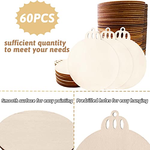 60 Pcs Diy Christmas Ornaments,Unfinished Wood Slices Christmas Decorations,Wooden Ornaments For Crafts,Christmas Crafts For Kids,Adults #TOP2