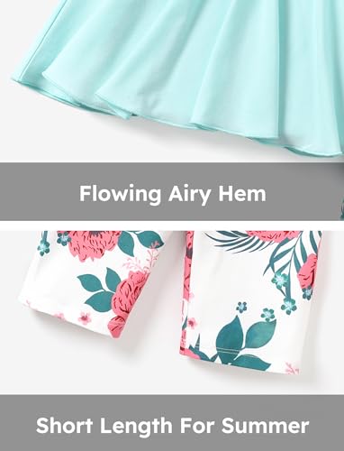 Image of PATPAT Girls Summer 2 Piece Outfits 4-12Y Butterfly Bow Sleeveless Tunic Tops and Floral Print Shorts Cute Clothes