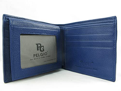 Image of Pelgio Genuine Crocodile Alligator Backbone Skin Leather Bifold Wallet ([B1] 6 Card Slots + 2 ID Windows + 2 Compartment for Bills, Ultramarine Blue)