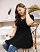 MONNURO Womens Plus Size Short Sleeve V Neck Button Basic Tunic Tops Summer Swing Shirts Blouses for Leggings(Black,3X)