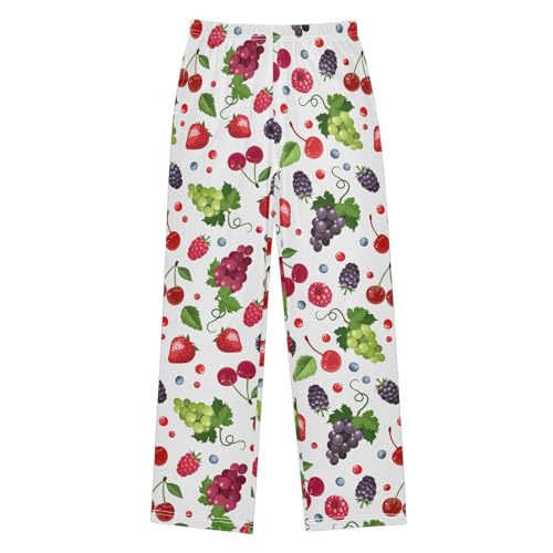ZZXXB Grape Raspberry Strawberry Boys Long Pants Soft Trousers Elastic Waist Kids Lounge Bottoms with Pockets S-XL