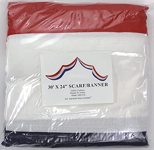 American Flag Patriotic Scarf / Banner Red White Blue Cotton - 30 Feet X 24 Inches #TOP7