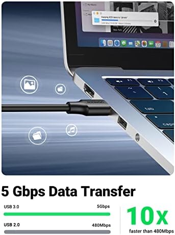 UGREEN USB Extender, USB 3.0 Extension Cable Male to Female USB Cable High-Speed Data Transfer Compatible with Webcam, Gamepad, USB Keyboard, Mouse, Flash Drive, Hard Drive, Oculus VR, Xbox 10 FT